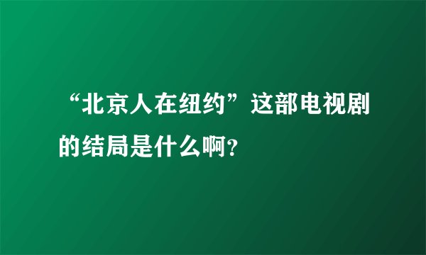 “北京人在纽约”这部电视剧的结局是什么啊？