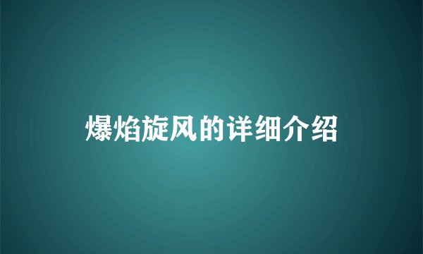 爆焰旋风的详细介绍