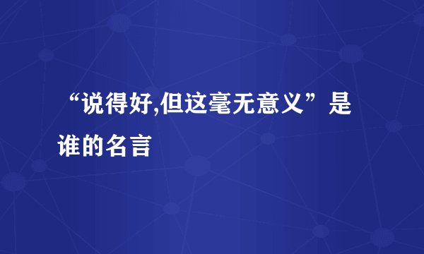 “说得好,但这毫无意义”是谁的名言