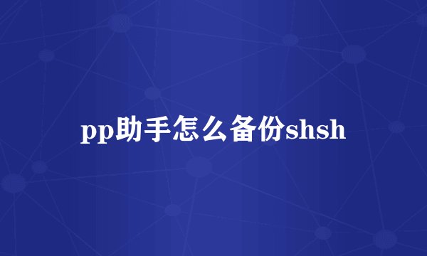 pp助手怎么备份shsh