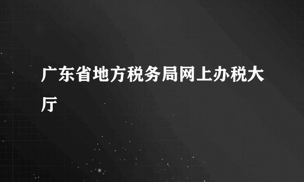 广东省地方税务局网上办税大厅