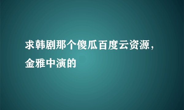 求韩剧那个傻瓜百度云资源，金雅中演的