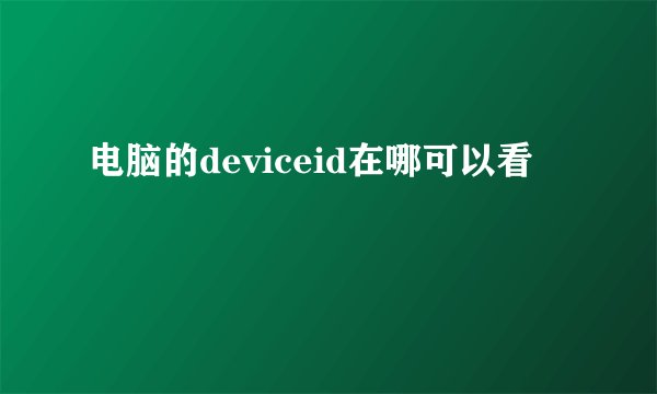 电脑的deviceid在哪可以看