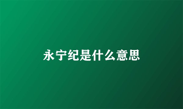 永宁纪是什么意思