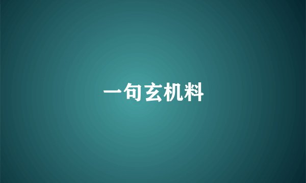 一句玄机料