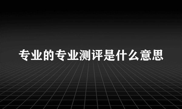 专业的专业测评是什么意思