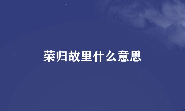 荣归故里什么意思