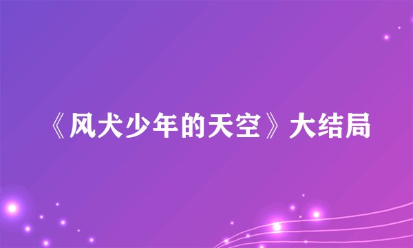 《风犬少年的天空》大结局