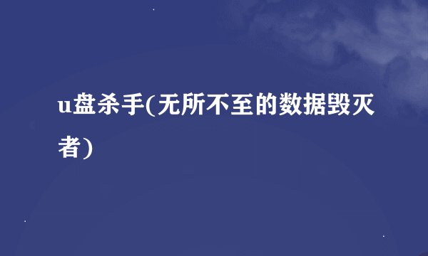 u盘杀手(无所不至的数据毁灭者)