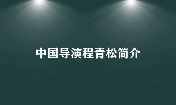 中国导演程青松简介