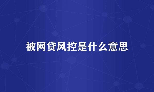 被网贷风控是什么意思