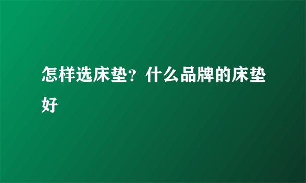 怎样选床垫？什么品牌的床垫好