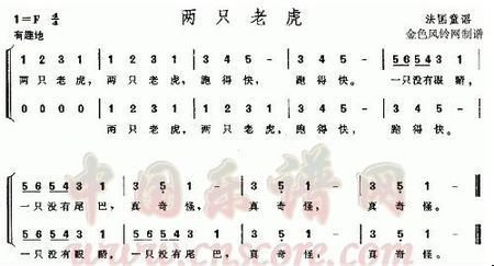 电子琴两只老虎乐谱