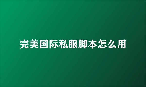 完美国际私服脚本怎么用