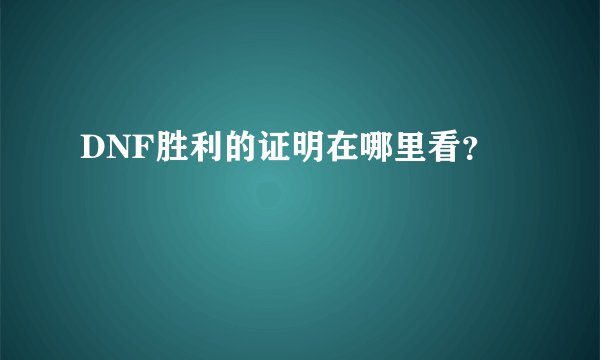DNF胜利的证明在哪里看？