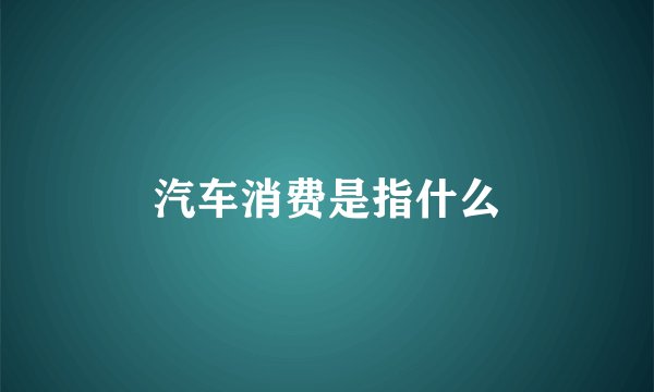 汽车消费是指什么