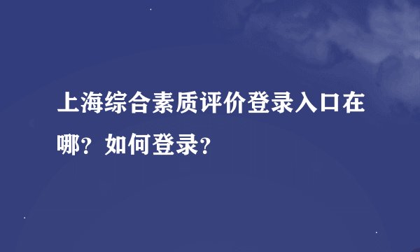上海综合素质评价登录入口在哪？如何登录？