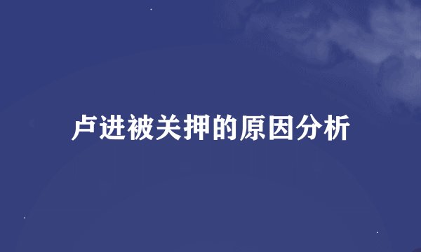 卢进被关押的原因分析