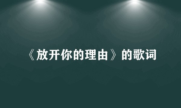 《放开你的理由》的歌词