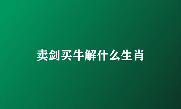 卖剑买牛解什么生肖