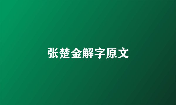 张楚金解字原文