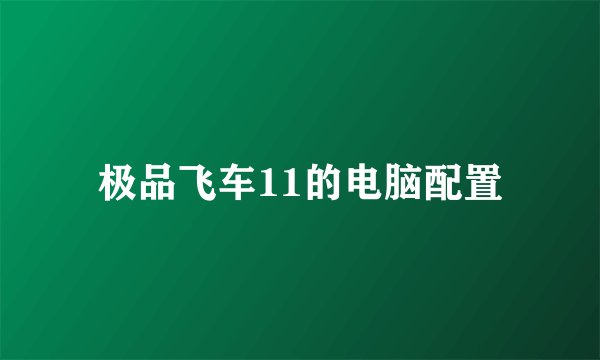 极品飞车11的电脑配置