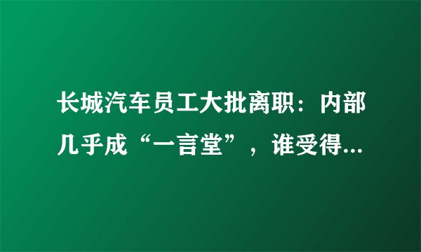 长城汽车员工大批离职:内部几乎成“一言堂”,谁受得了层层汇报挨骂