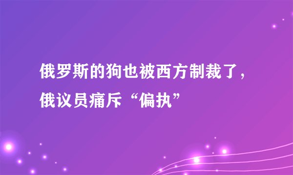 俄罗斯的狗也被西方制裁了，俄议员痛斥“偏执”