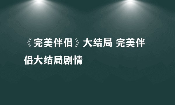 《完美伴侣》大结局 完美伴侣大结局剧情