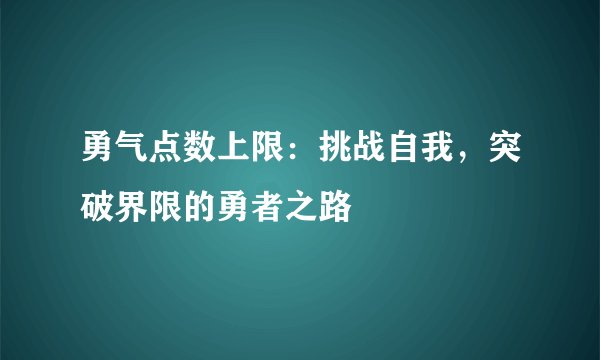 勇气点数上限：挑战自我，突破界限的勇者之路