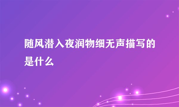 随风潜入夜润物细无声描写的是什么