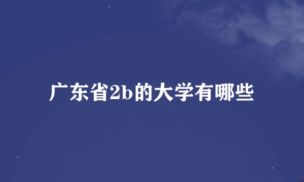 广东省2b的大学有哪些