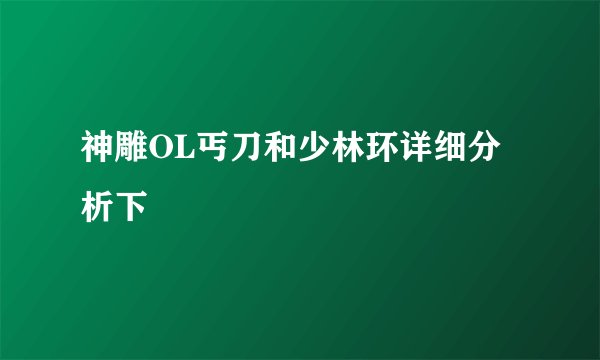 神雕OL丐刀和少林环详细分析下