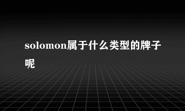 solomon属于什么类型的牌子呢