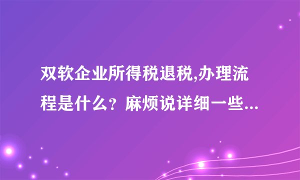 双软企业所得税退税,办理流程是什么？麻烦说详细一些,特别是办理