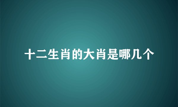 十二生肖的大肖是哪几个