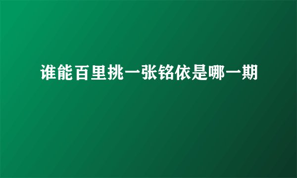 谁能百里挑一张铭依是哪一期