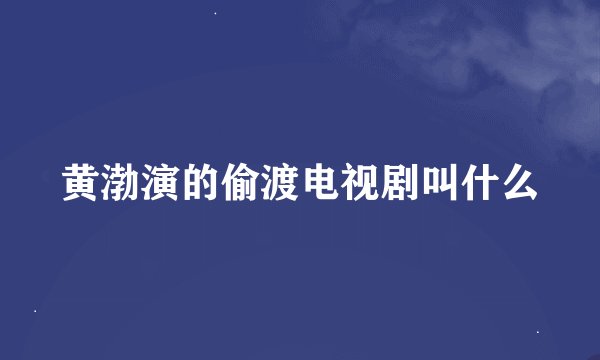 黄渤演的偷渡电视剧叫什么