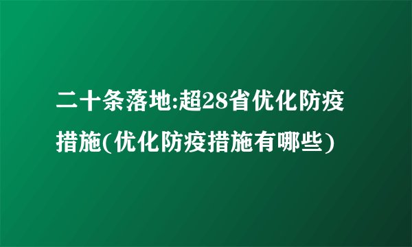 二十条落地:超28省优化防疫措施(优化防疫措施有哪些)