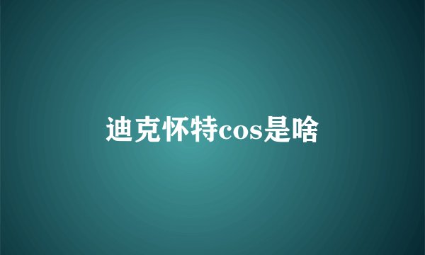迪克怀特cos是啥