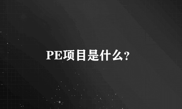 PE项目是什么？