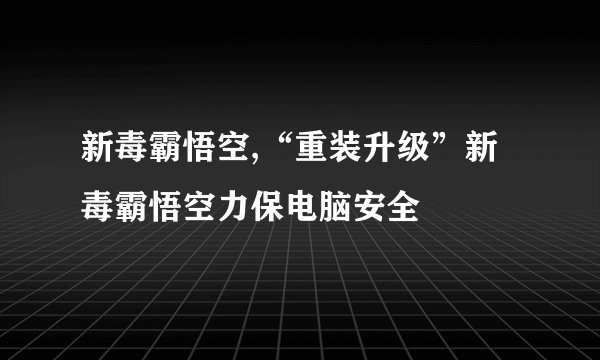 新毒霸悟空,“重装升级”新毒霸悟空力保电脑安全