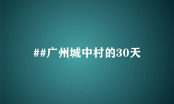 ##广州城中村的30天