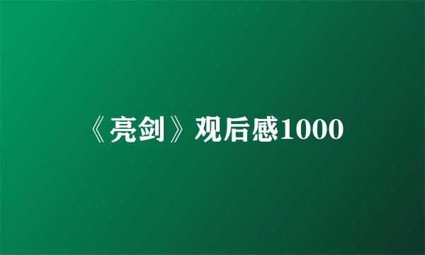 《亮剑》观后感1000