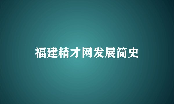 福建精才网发展简史