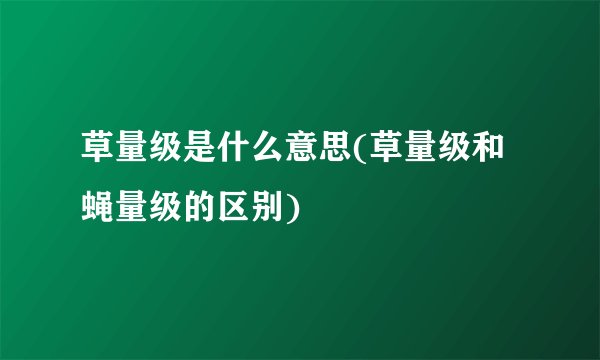 草量级是什么意思(草量级和蝇量级的区别)