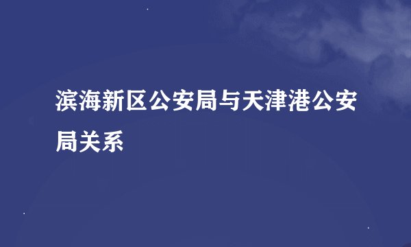 滨海新区公安局与天津港公安局关系