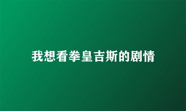 我想看拳皇吉斯的剧情
