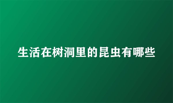 生活在树洞里的昆虫有哪些