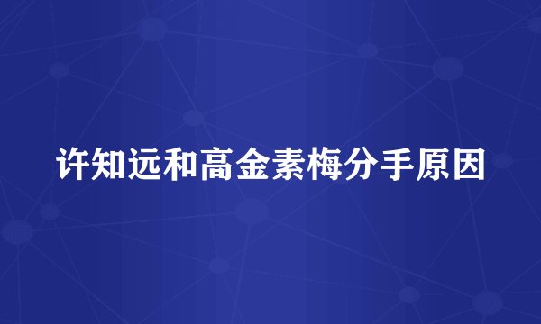 许知远和高金素梅分手原因